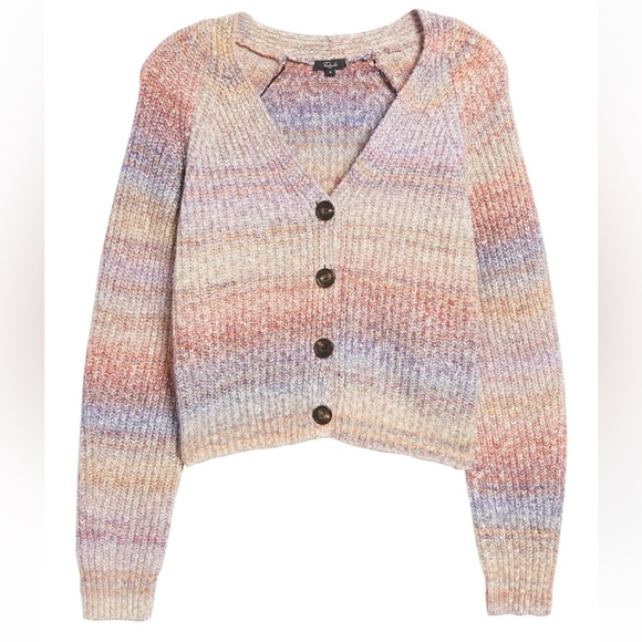 Rails Multicolor Ribbed Knit Button-Front Cardigan — Pastel Stripes - Picture 9 of 9